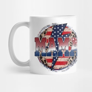 Retro Mama Leopard 4Th Of July Patriotic American Mama Mug